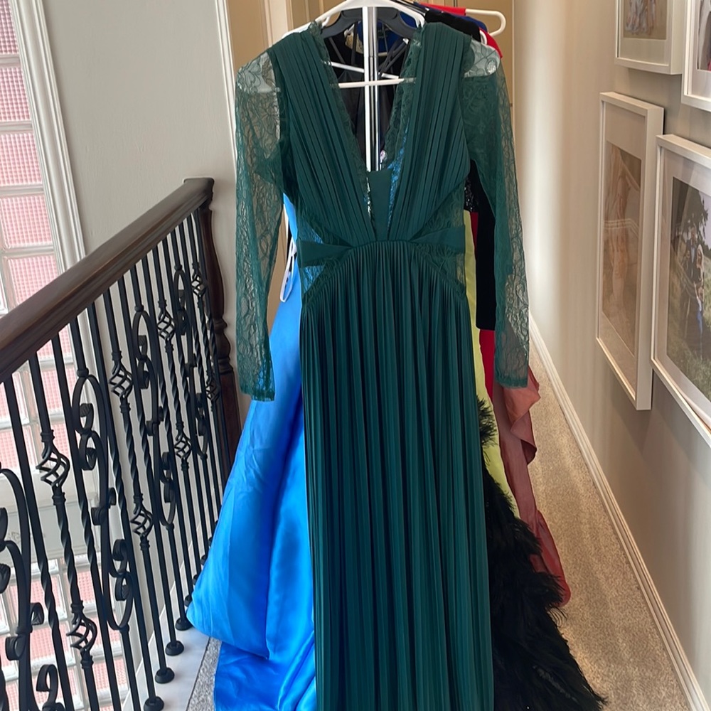 ASOS green lace evening gown